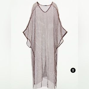 Zara SEQUIN MESH KAFTAN DRESS